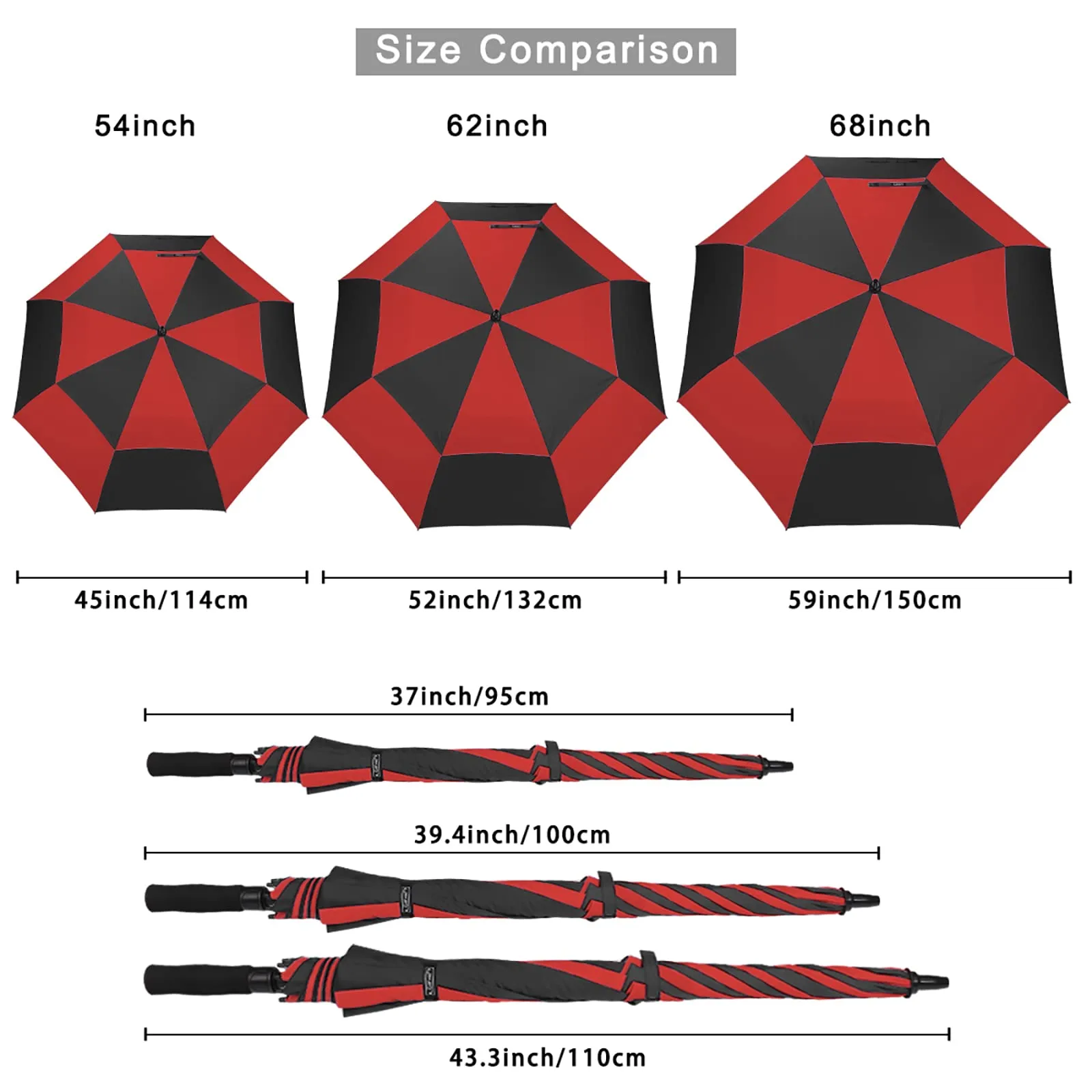G4Free Automatic Open Golf Umbrella Double Canopy Vented Stick Umbrellas