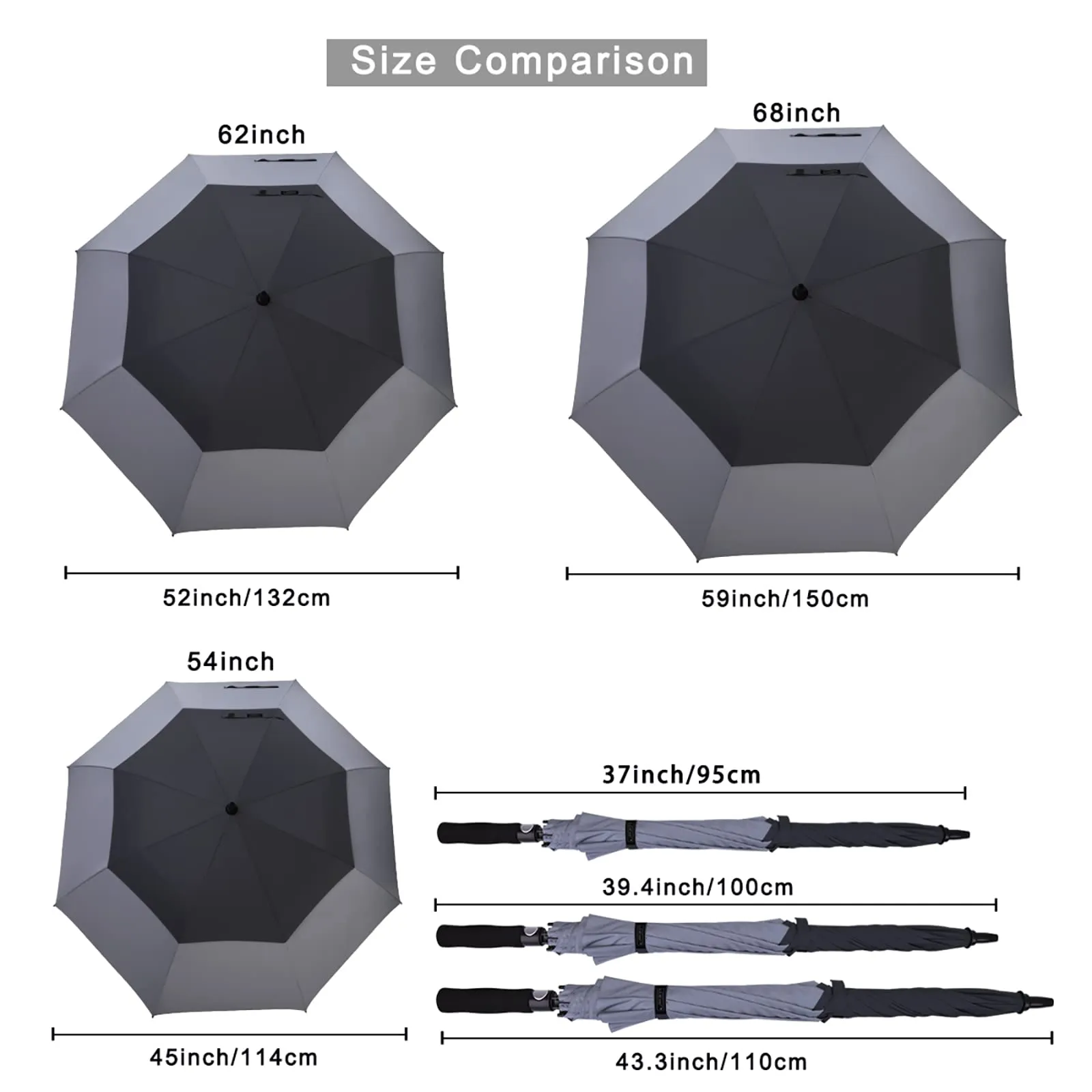 G4Free Automatic Open Golf Umbrella Double Canopy Vented Stick Umbrellas
