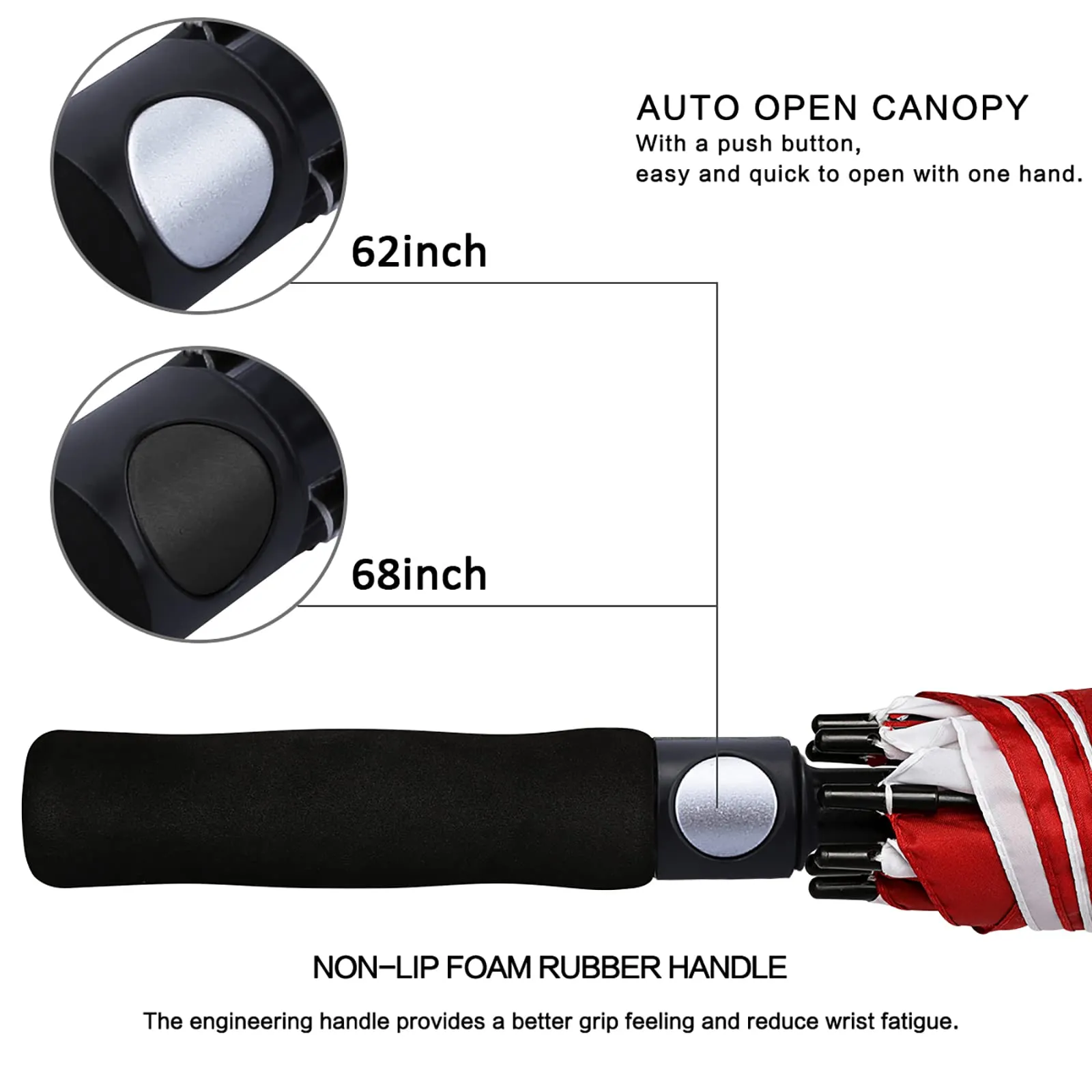 G4Free Automatic Open Golf Umbrella Double Canopy Vented Stick Umbrellas