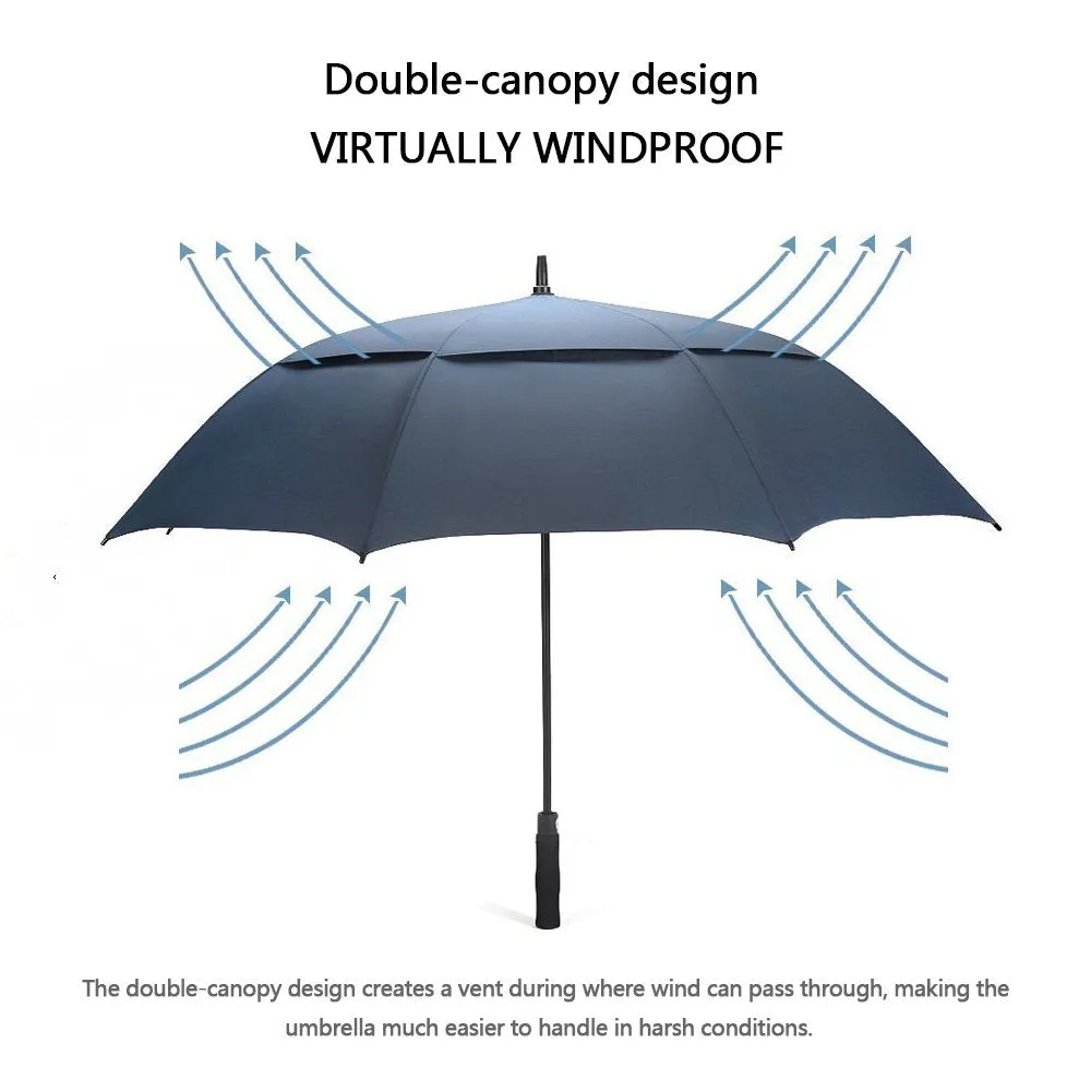 G4Free Automatic Open Golf Umbrella Double Canopy Vented Stick Umbrellas