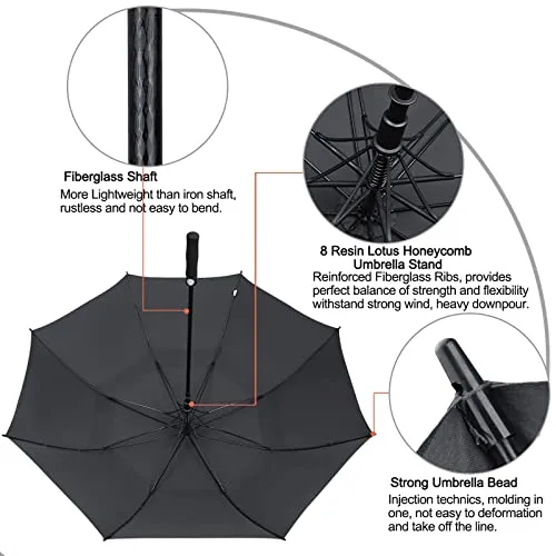 G4Free Automatic Open Golf Umbrella Double Canopy Vented Stick Umbrellas