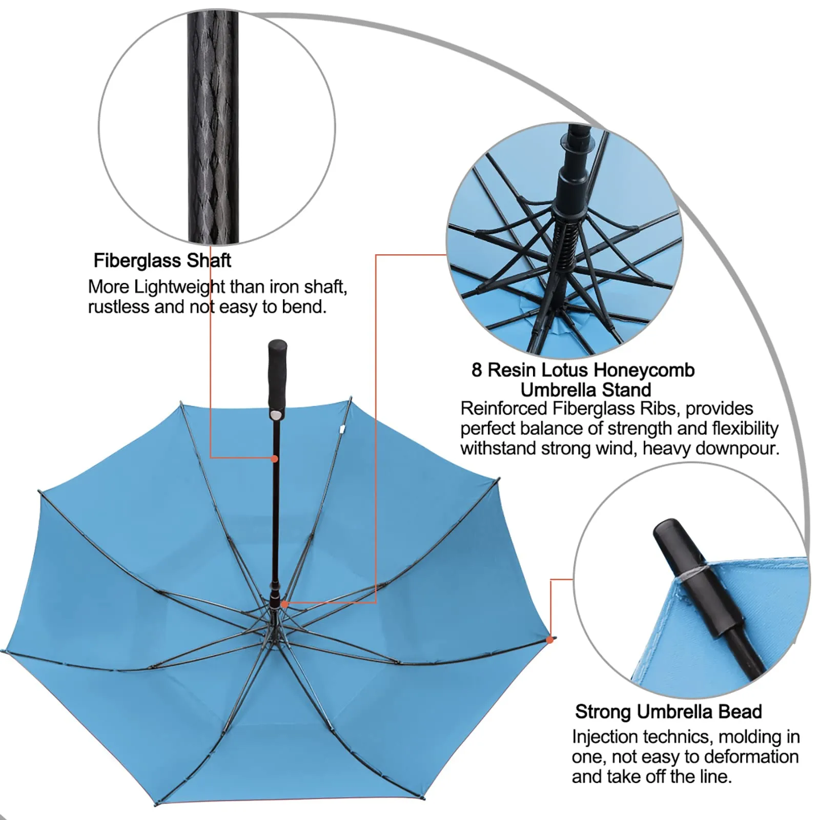 G4Free Automatic Open Golf Umbrella Double Canopy Vented Stick Umbrellas