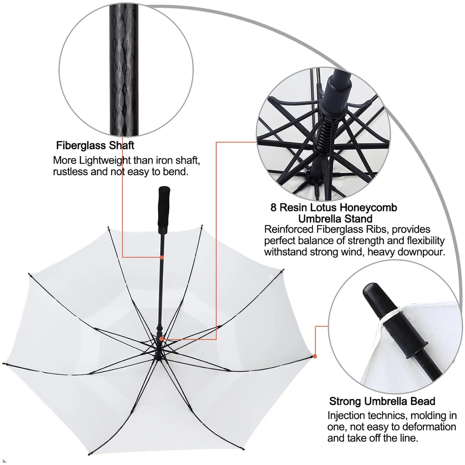 G4Free Automatic Open Golf Umbrella Double Canopy Vented Stick Umbrellas