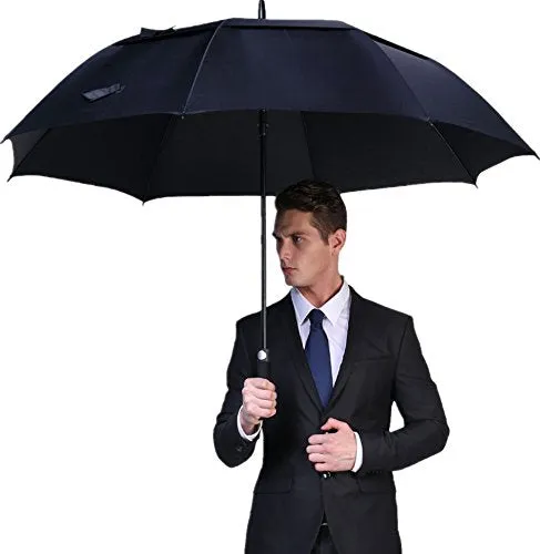 G4Free Automatic Open Golf Umbrella Double Canopy Vented Stick Umbrellas