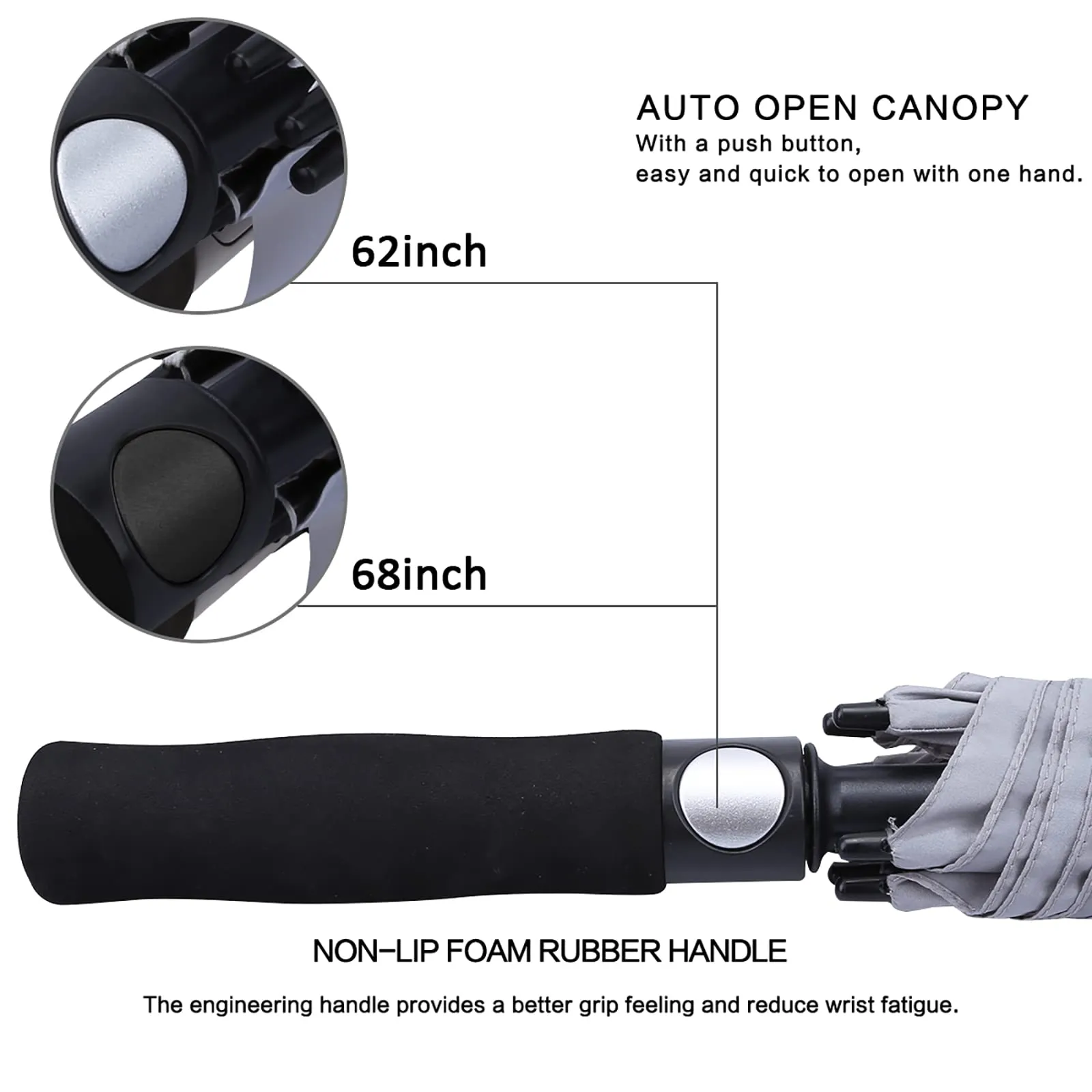 G4Free Automatic Open Golf Umbrella Double Canopy Vented Stick Umbrellas