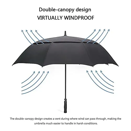 G4Free Automatic Open Golf Umbrella Double Canopy Vented Stick Umbrellas