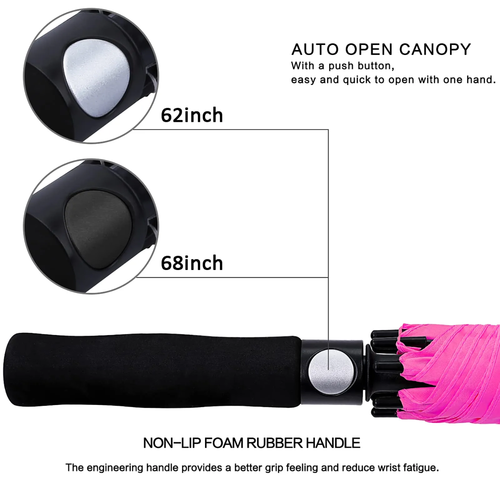 G4Free Automatic Open Golf Umbrella Double Canopy Vented Stick Umbrellas