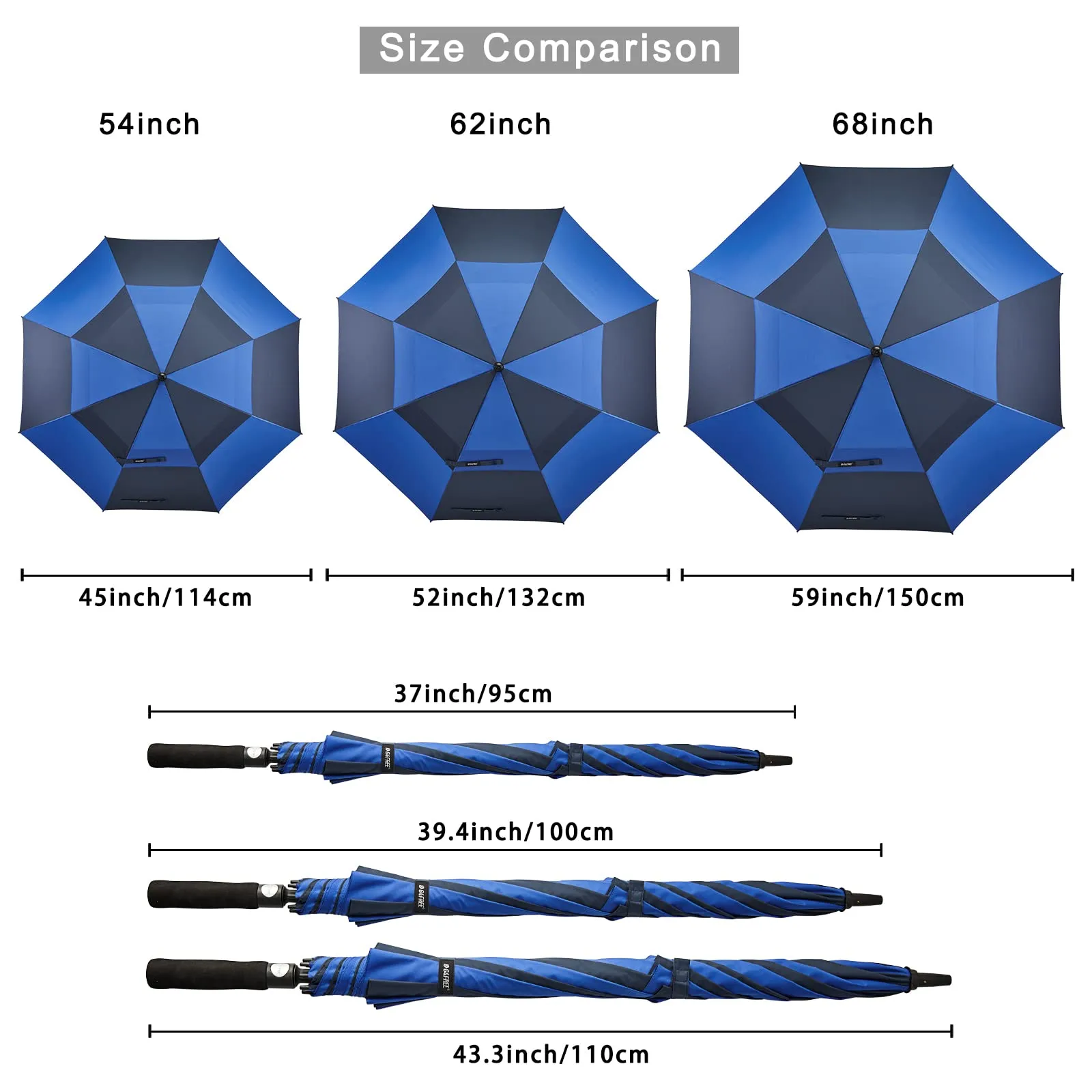 G4Free Automatic Open Golf Umbrella Double Canopy Vented Stick Umbrellas