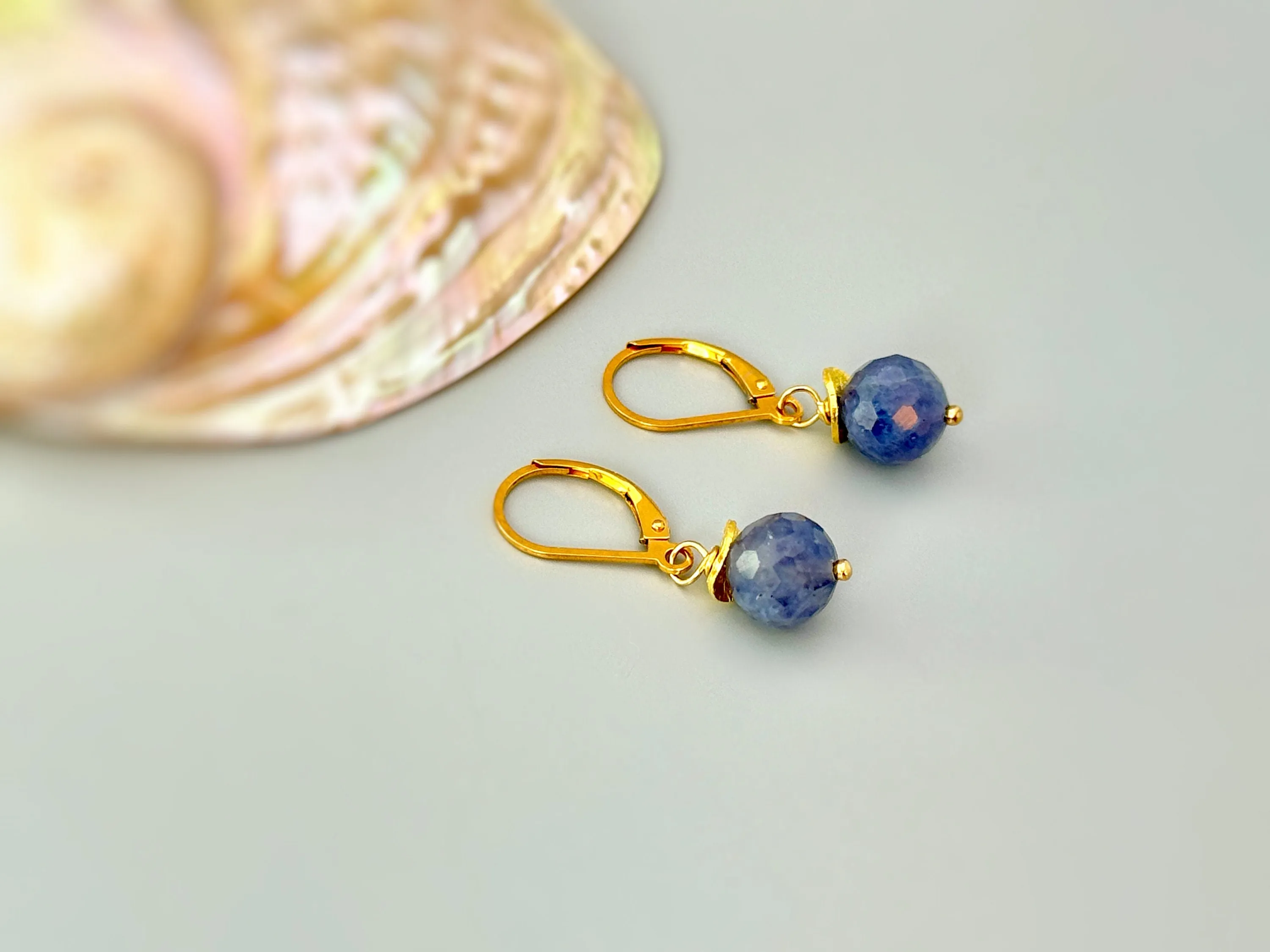 Genuine Blue Sapphire Earrings Dangle 14k Gold