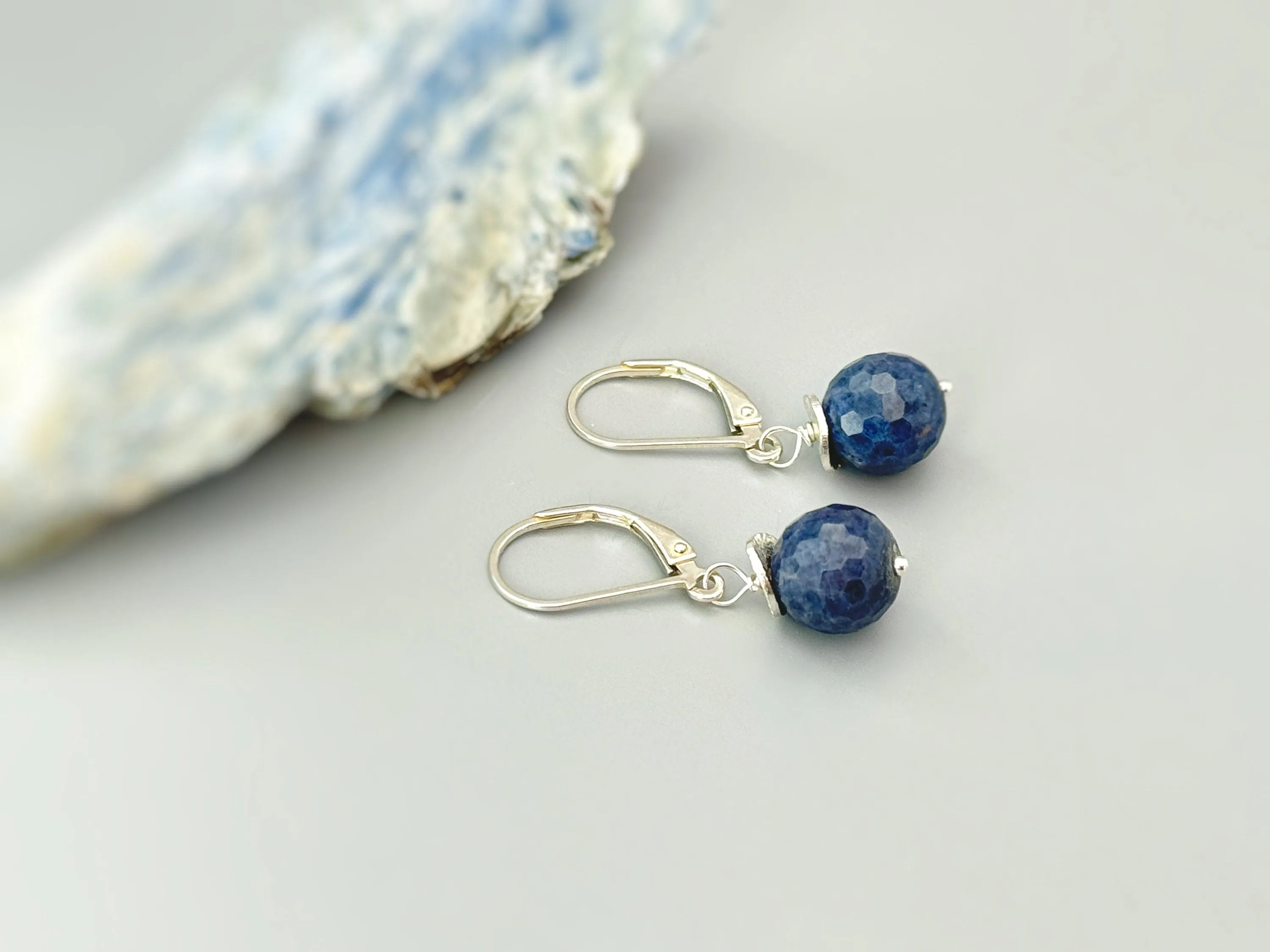 Genuine Blue Sapphire Earrings Dangle 14k Gold