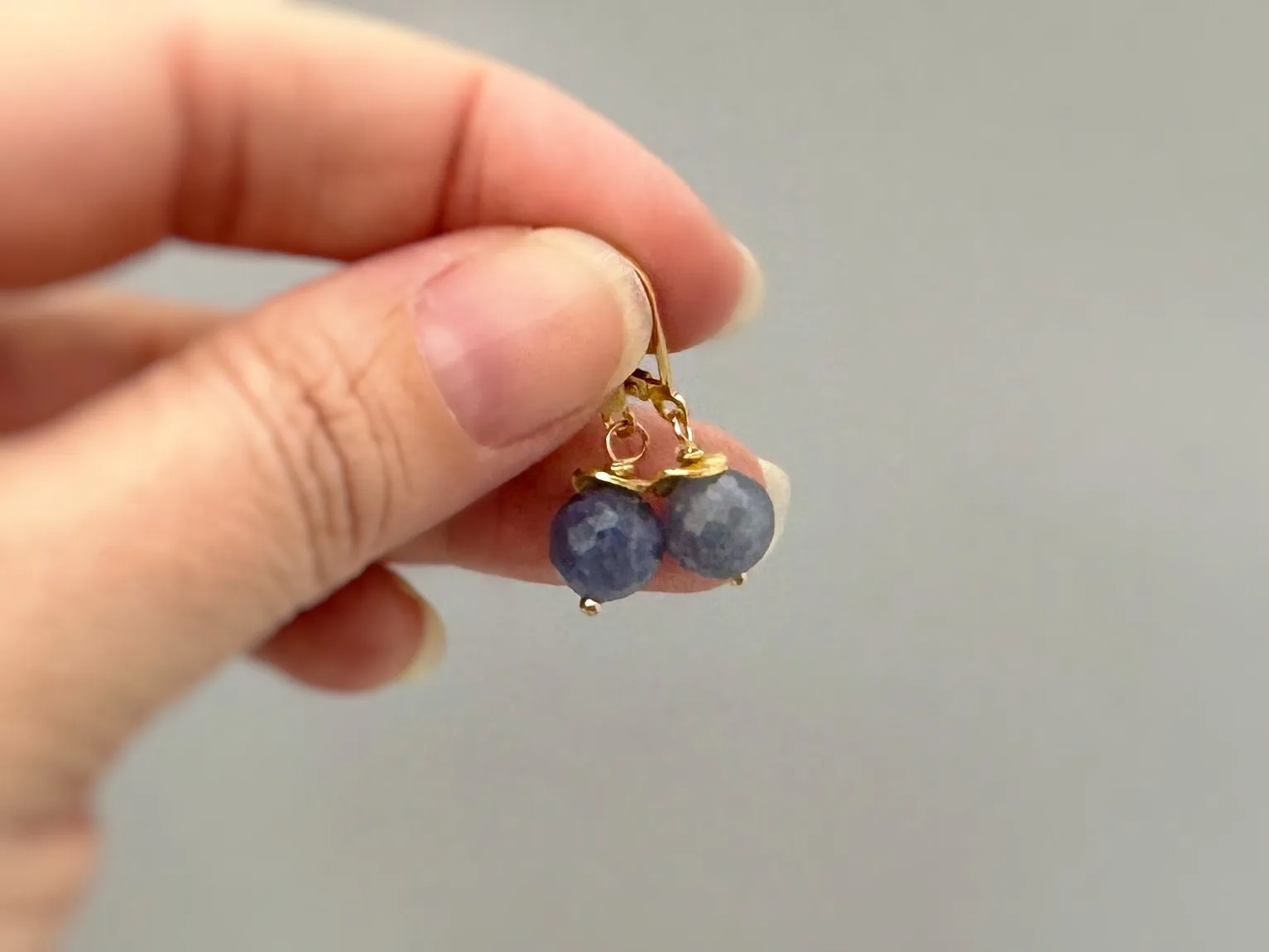 Genuine Blue Sapphire Earrings Dangle 14k Gold