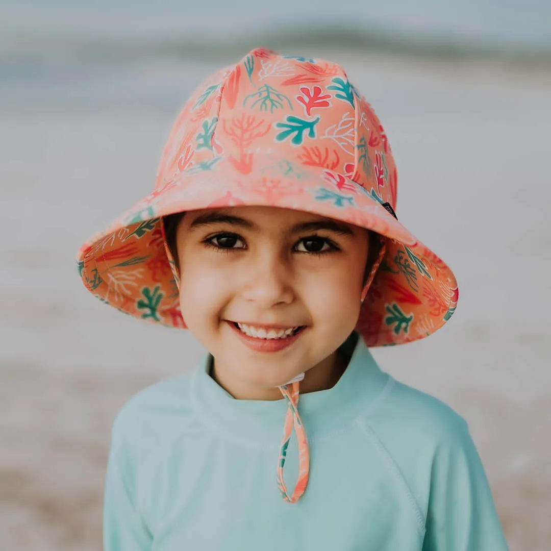 Girls Swim Hat Legionnaire and Bucket Style - Coral