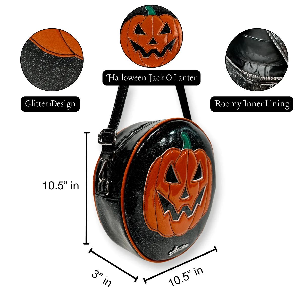 Glitter Halloween Pumpkin Crossbody Bags