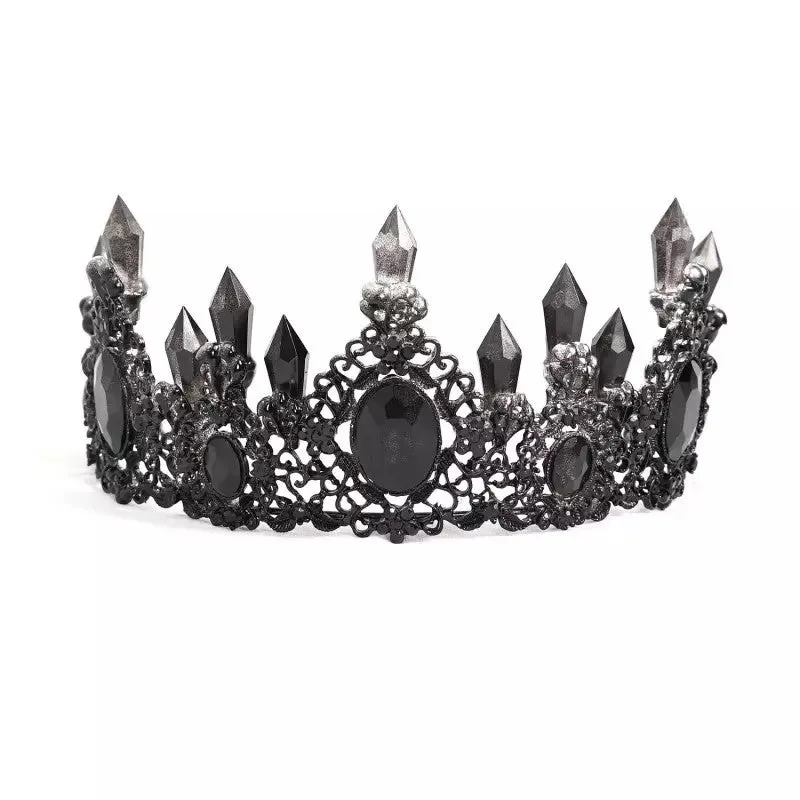 Gothic Queen Black Crystal Crown