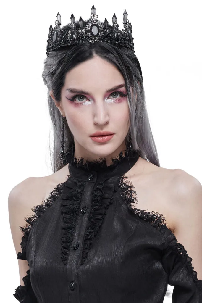 Gothic Queen Black Crystal Crown