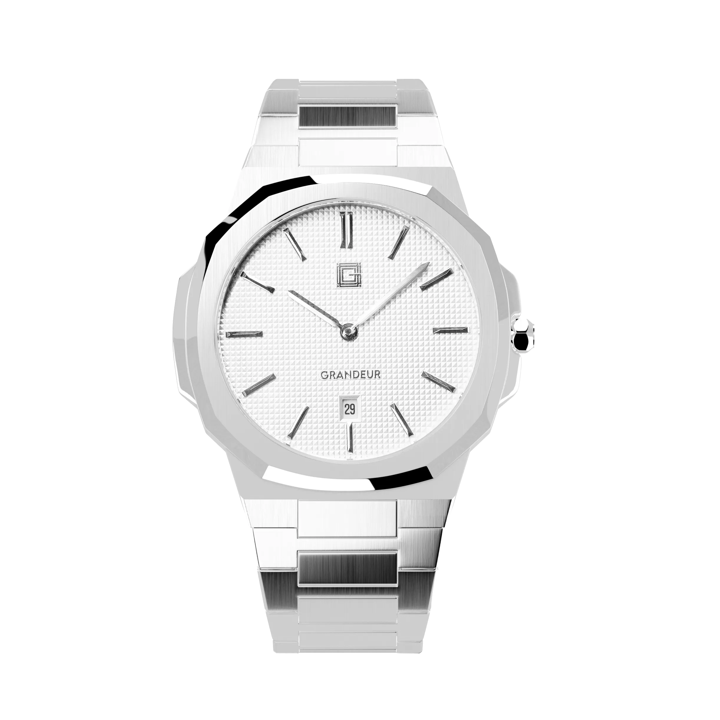Grandeur Ultra Thin Stain Steel White 40 MM Quartz Men