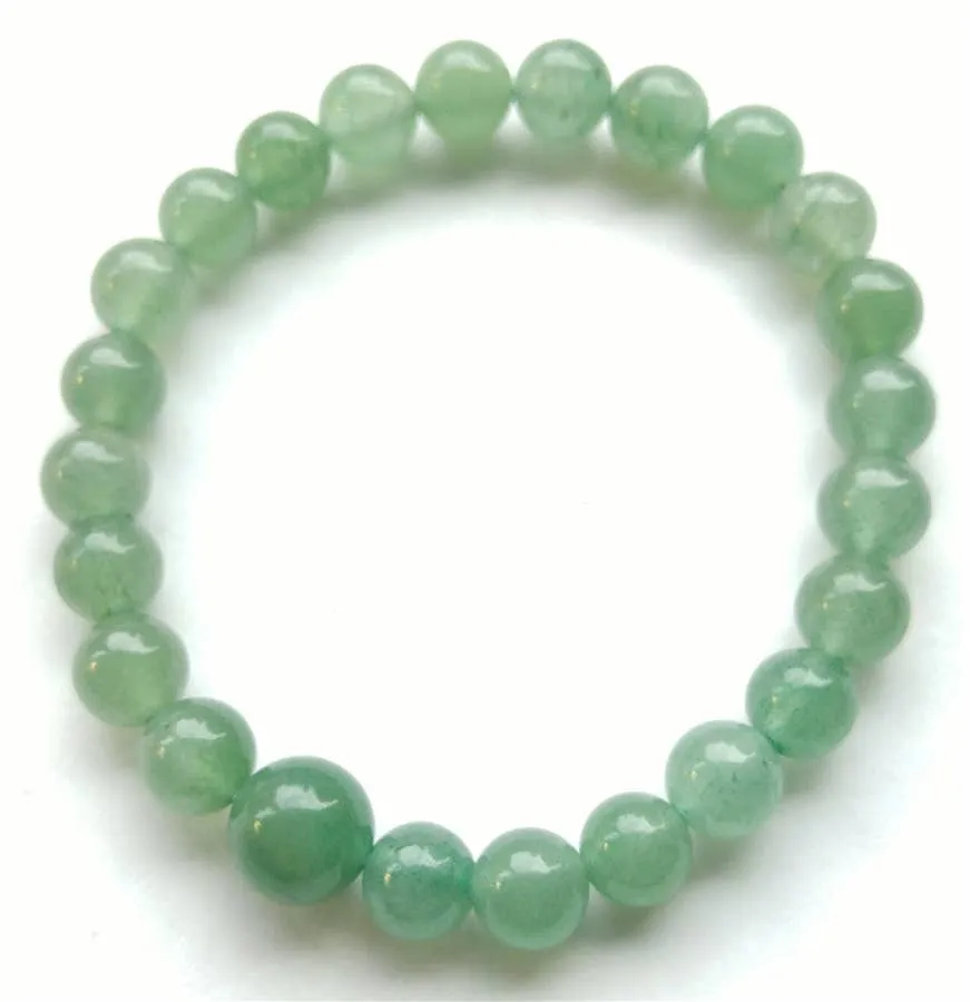 Green Aventurine Beaded Bracelet Wrist Mala - 4mm - Small Size