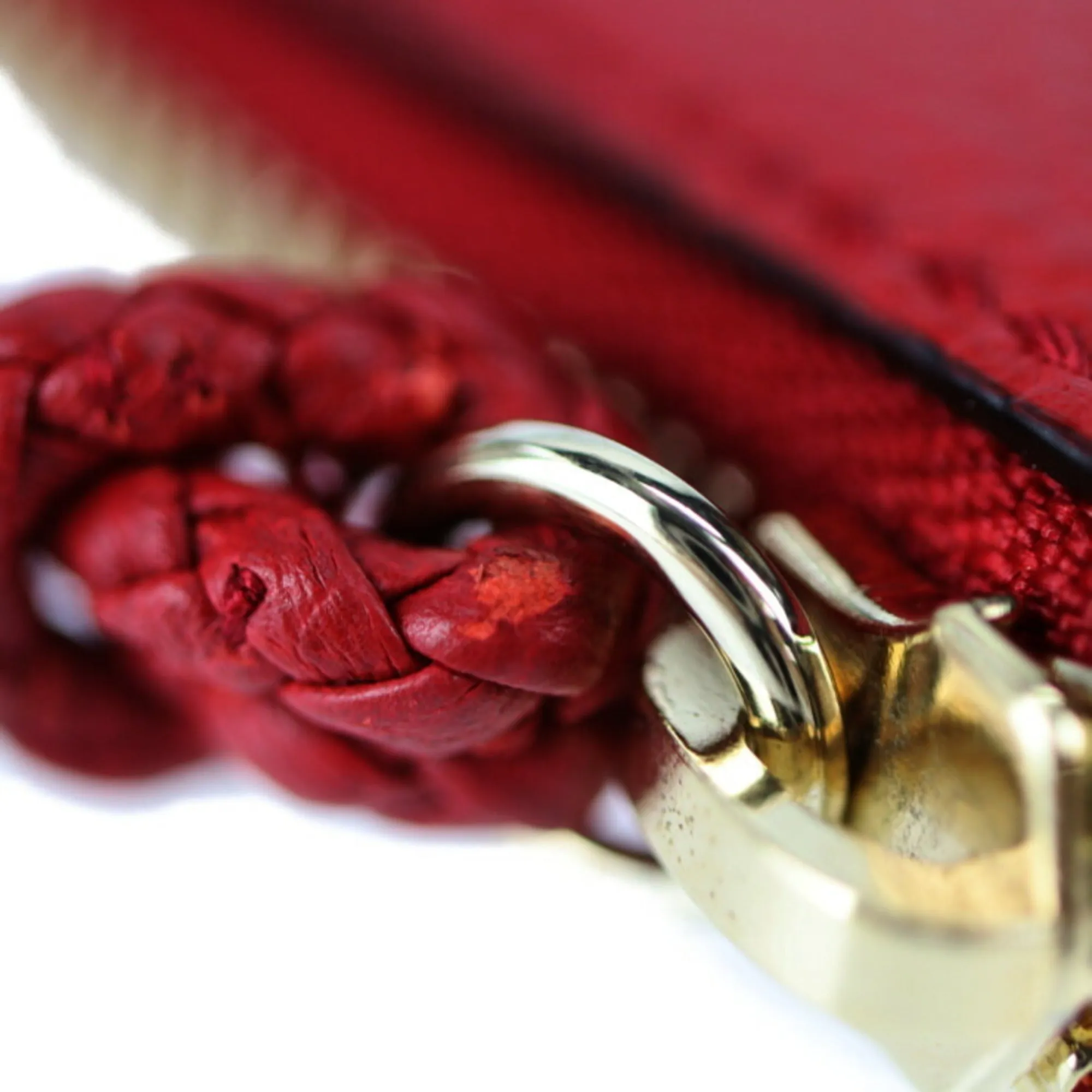 Gucci Bamboo Clutch Bag 449652 Leather Red Tassel Second