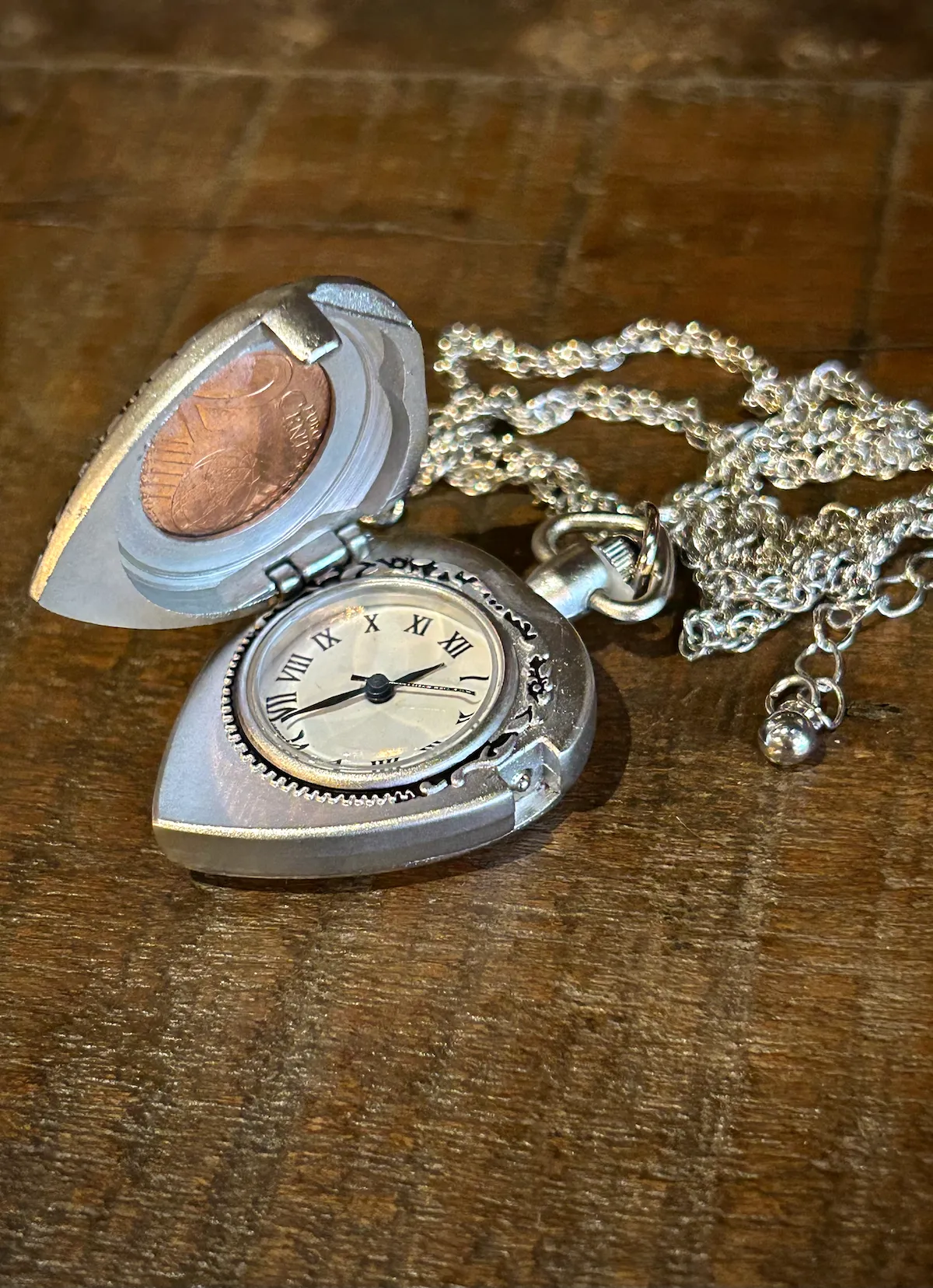Irish 2 Euro Coin Heart Locket Pocket Watch Pendant