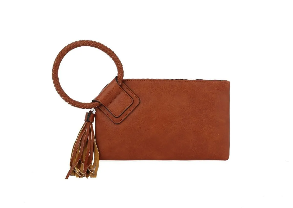 JYM0346 Soft Vegan Leather Wristlet/Clutch With Tassel