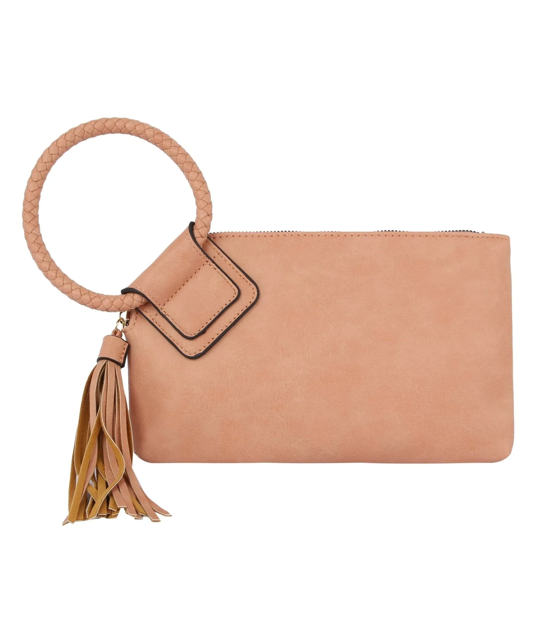 JYM0346 Soft Vegan Leather Wristlet/Clutch With Tassel