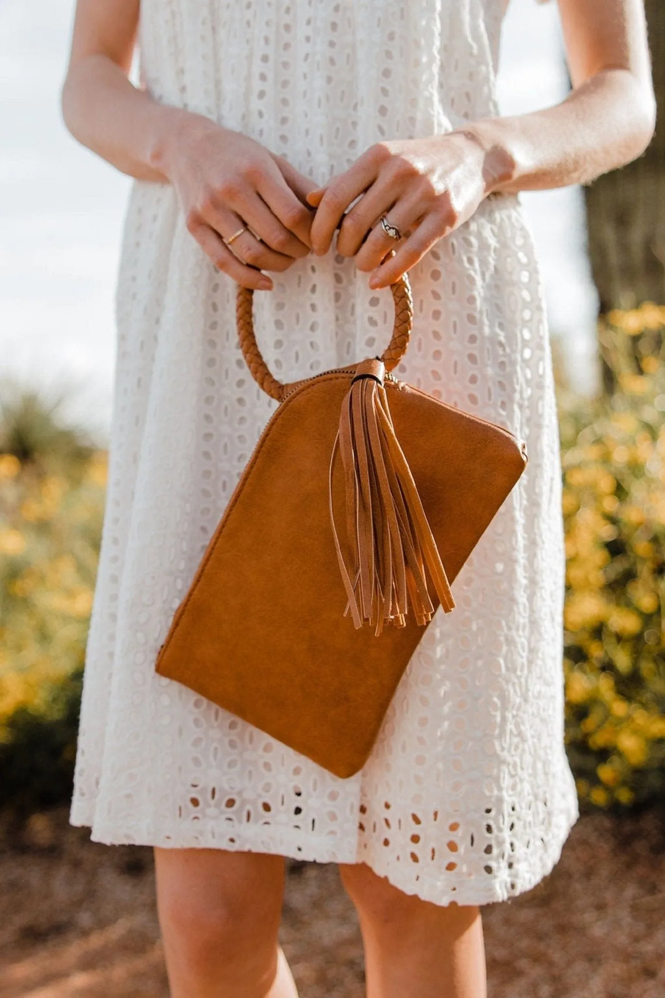 JYM0346 Soft Vegan Leather Wristlet/Clutch With Tassel