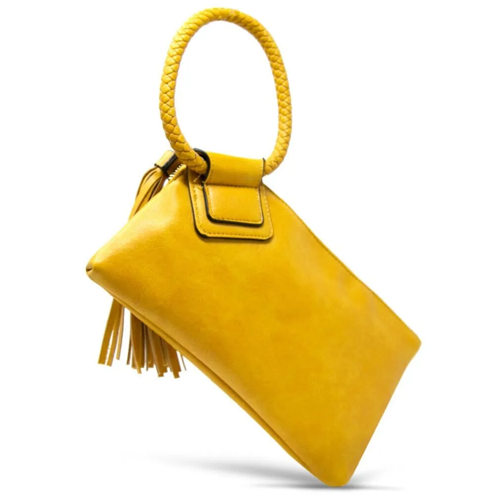 JYM0346 Soft Vegan Leather Wristlet/Clutch With Tassel