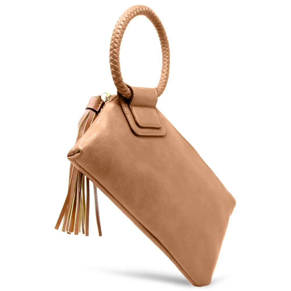 JYM0346 Soft Vegan Leather Wristlet/Clutch With Tassel