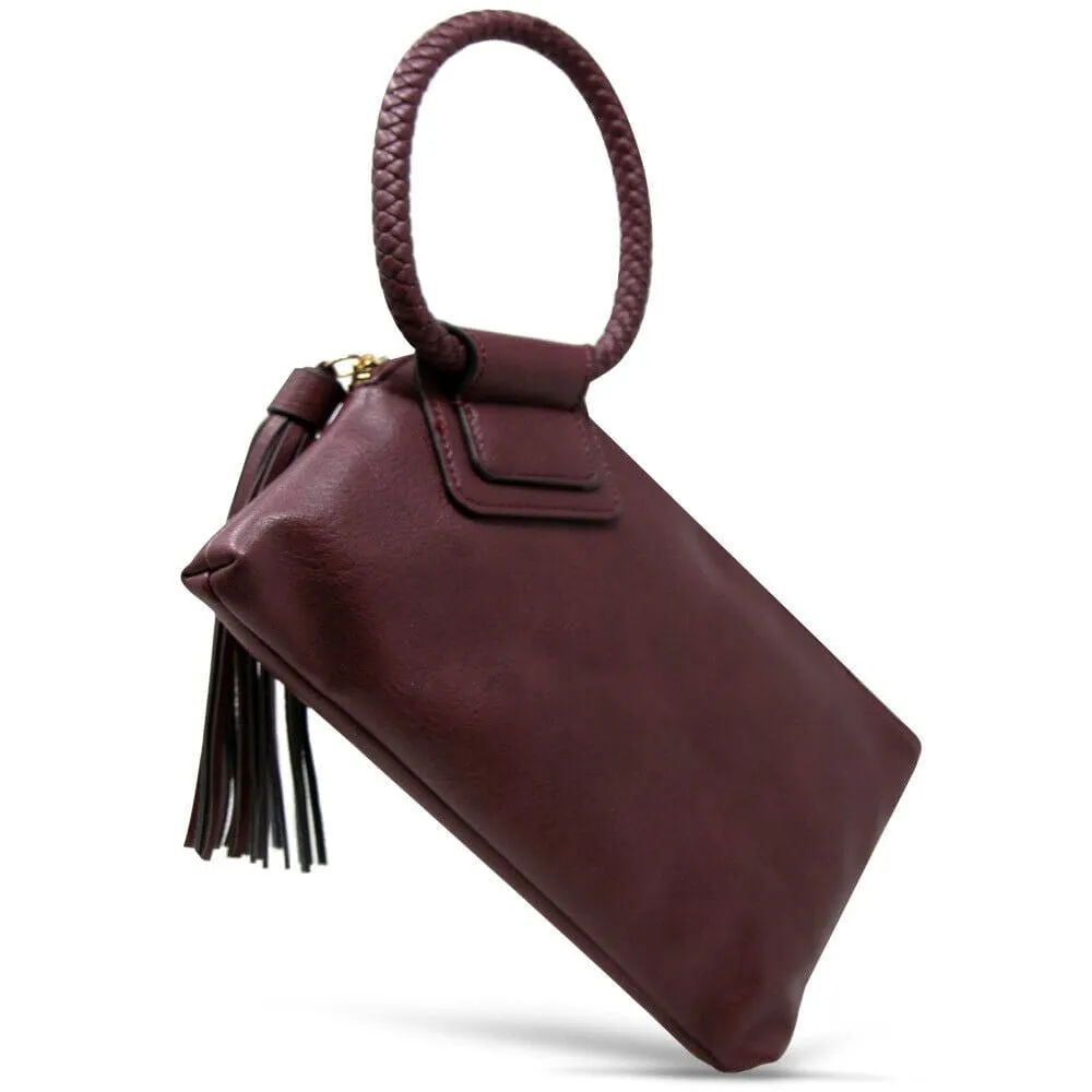 JYM0346 Soft Vegan Leather Wristlet/Clutch With Tassel