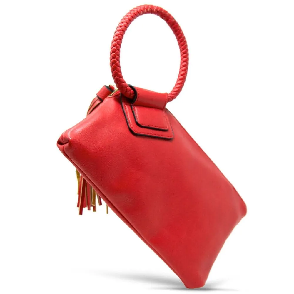 JYM0346 Soft Vegan Leather Wristlet/Clutch With Tassel