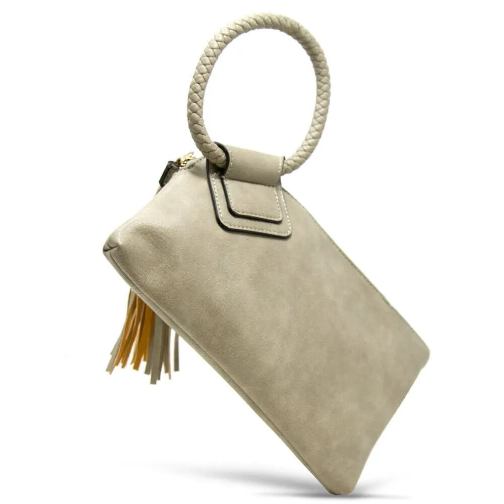 JYM0346 Soft Vegan Leather Wristlet/Clutch With Tassel