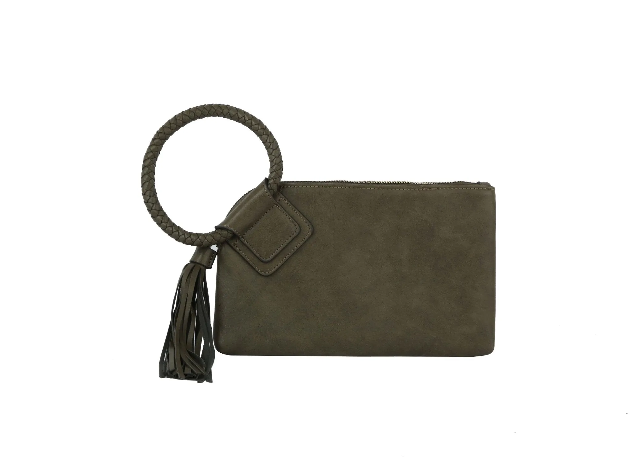 JYM0346 Soft Vegan Leather Wristlet/Clutch With Tassel