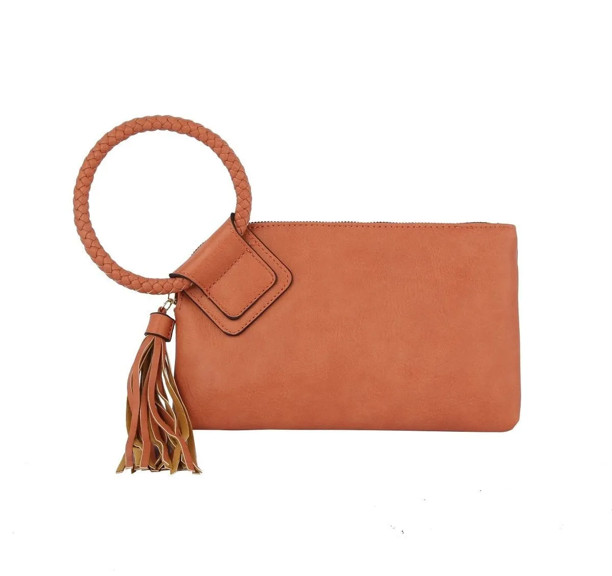 JYM0346 Soft Vegan Leather Wristlet/Clutch With Tassel