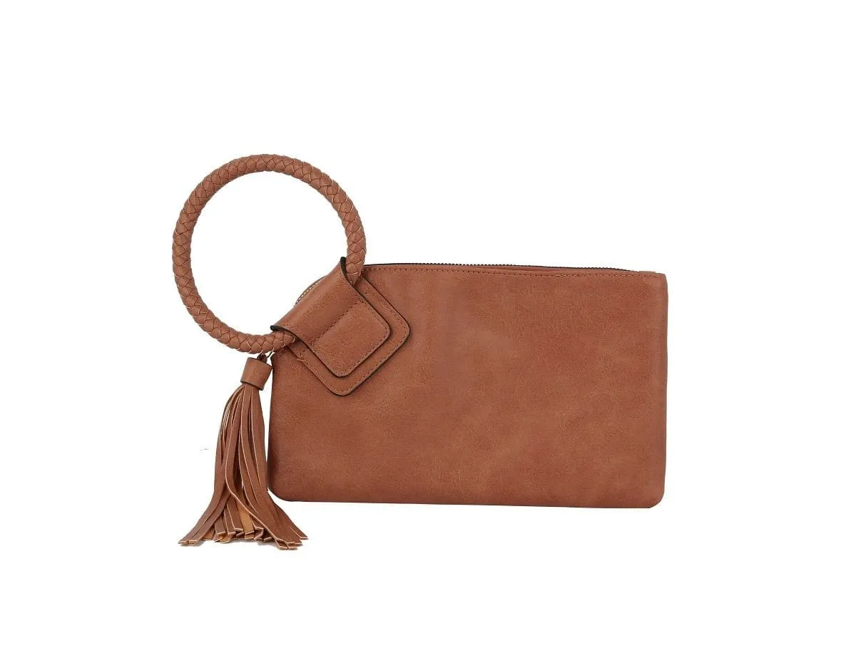 JYM0346 Soft Vegan Leather Wristlet/Clutch With Tassel