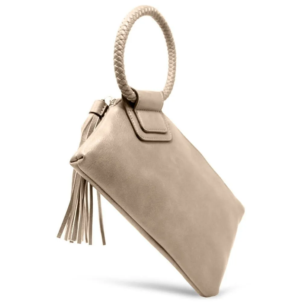 JYM0346 Soft Vegan Leather Wristlet/Clutch With Tassel