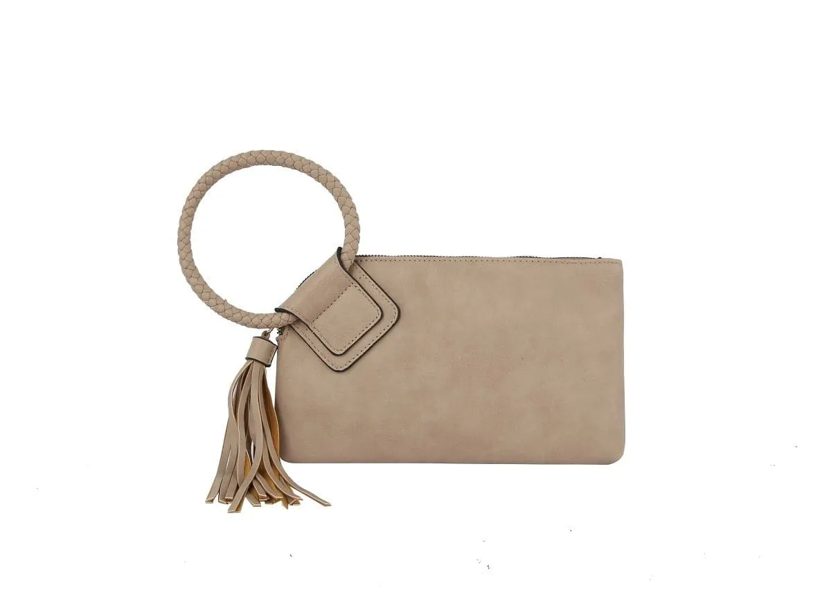 JYM0346 Soft Vegan Leather Wristlet/Clutch With Tassel