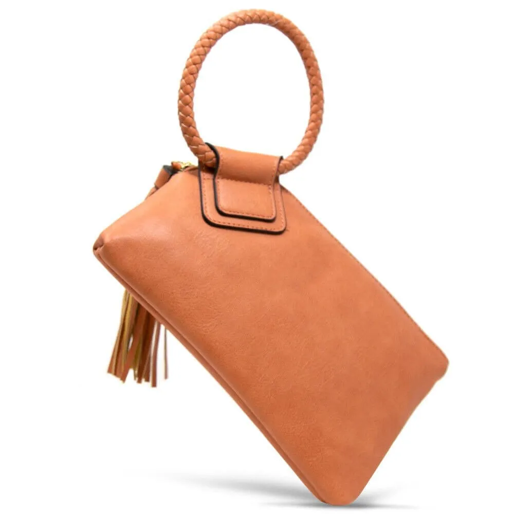 JYM0346 Soft Vegan Leather Wristlet/Clutch With Tassel