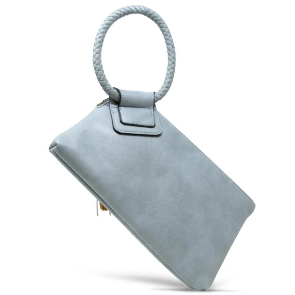 JYM0346 Soft Vegan Leather Wristlet/Clutch With Tassel