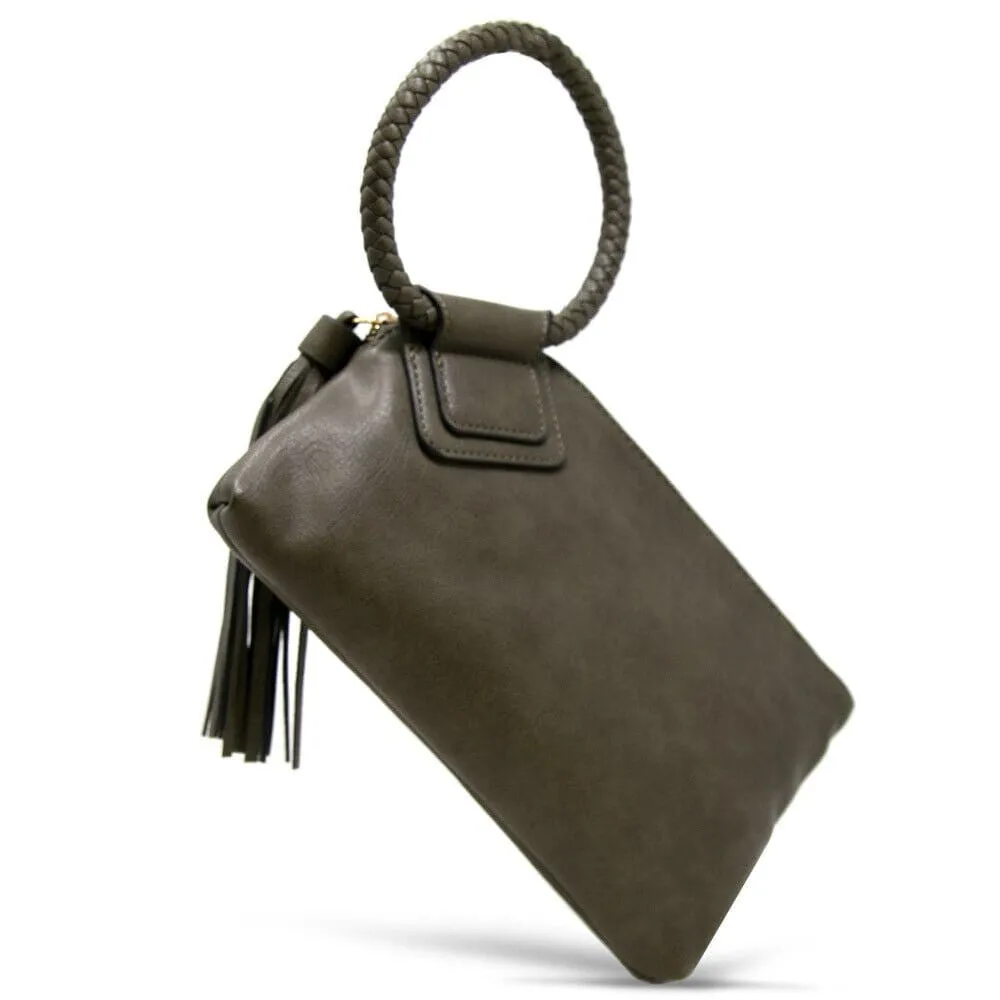 JYM0346 Soft Vegan Leather Wristlet/Clutch With Tassel