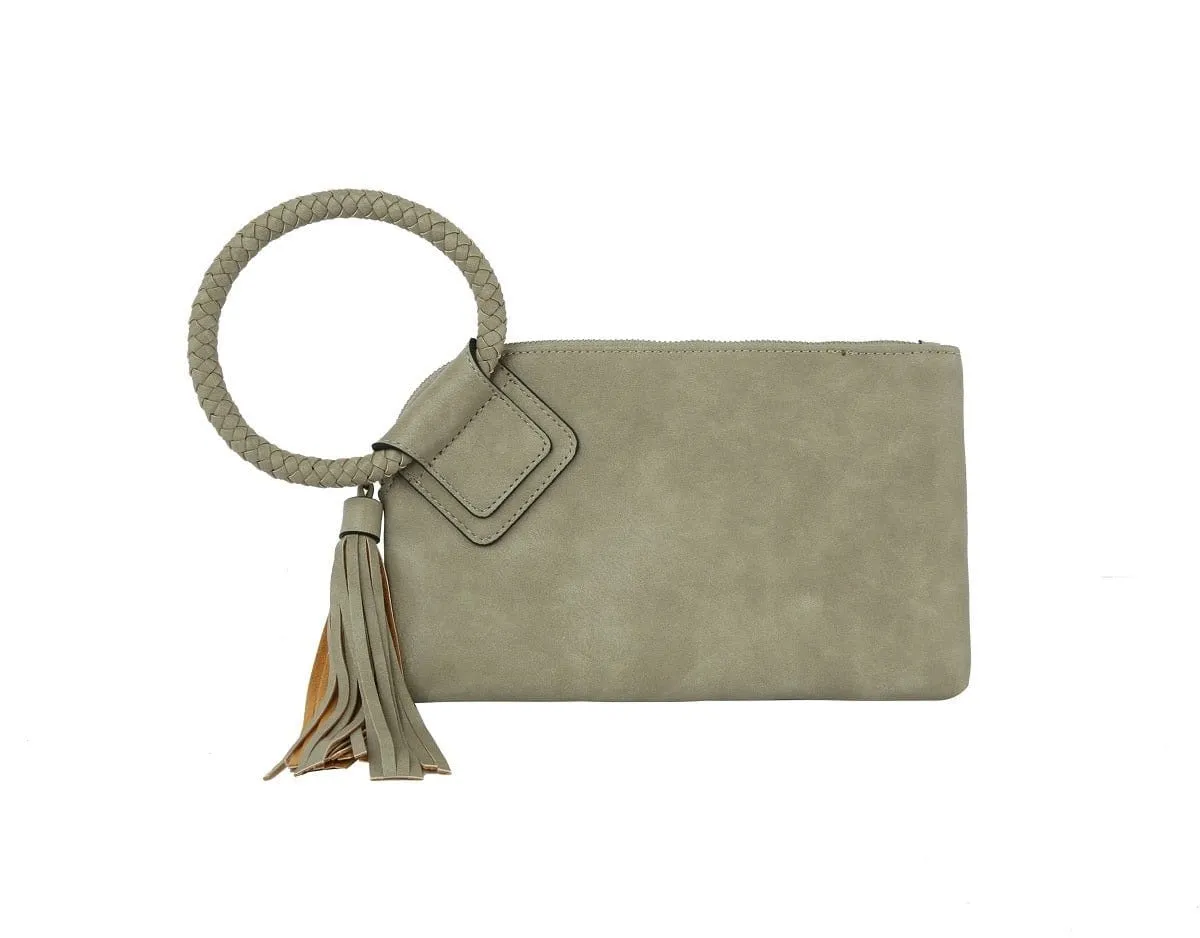 JYM0346 Soft Vegan Leather Wristlet/Clutch With Tassel