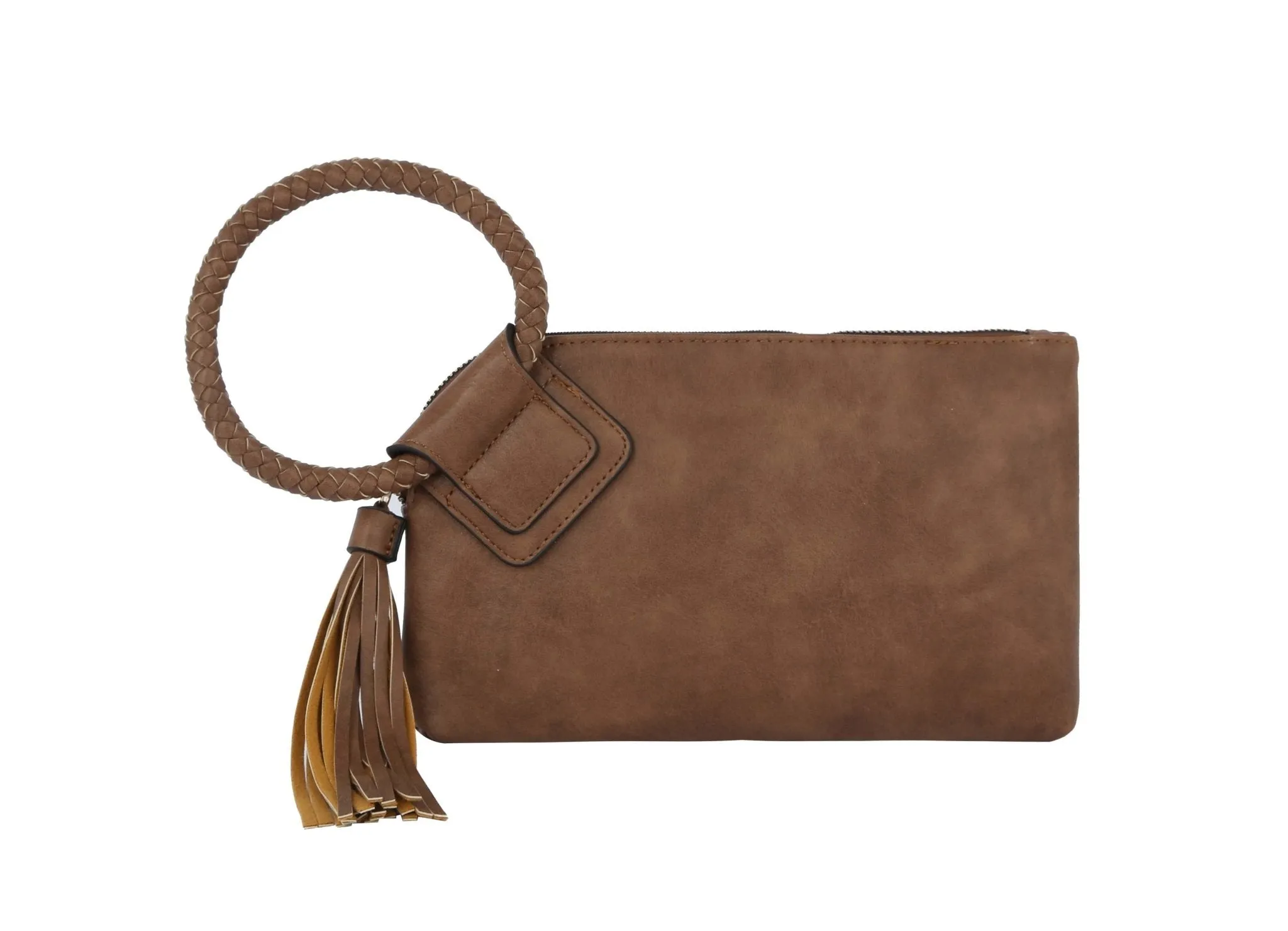 JYM0346 Soft Vegan Leather Wristlet/Clutch With Tassel