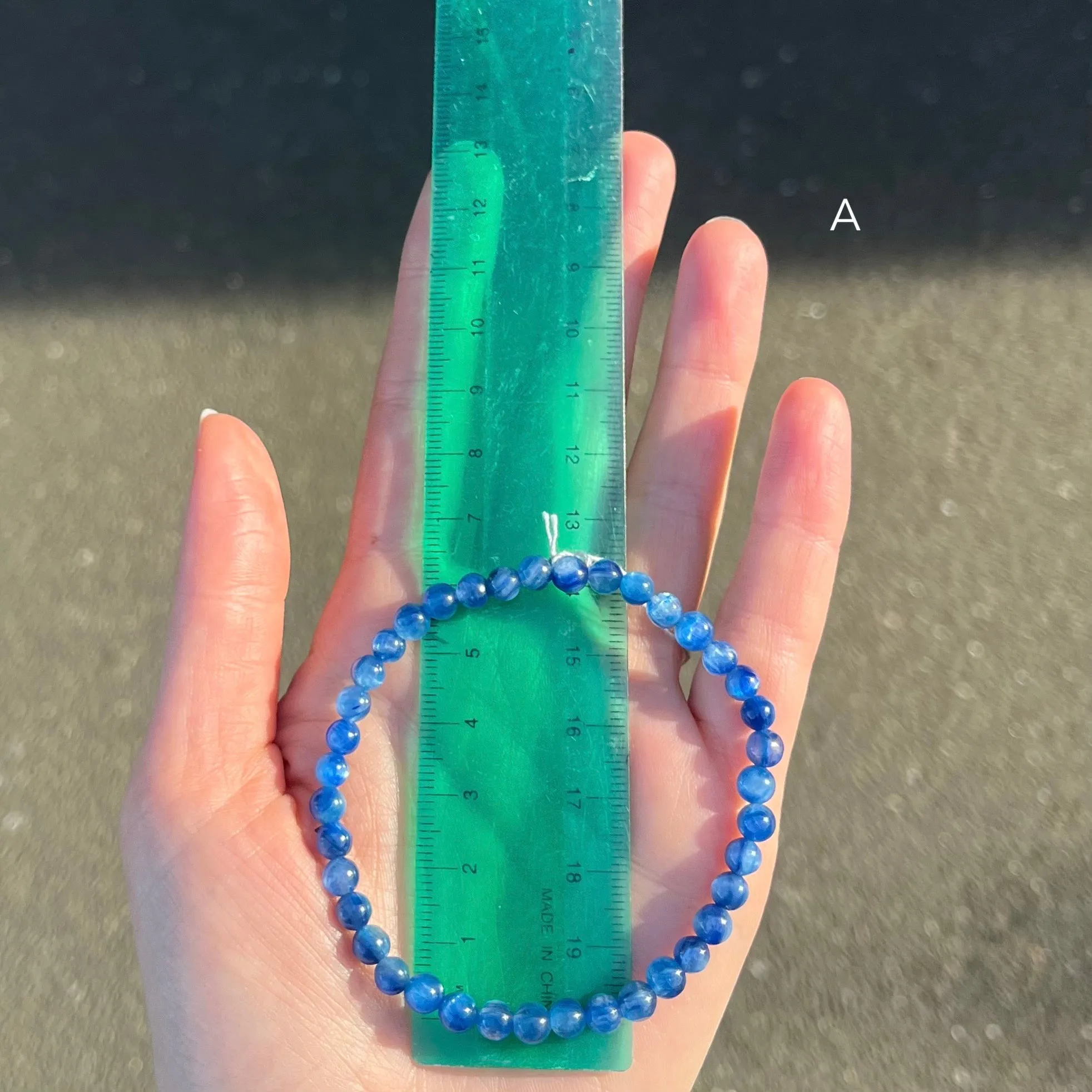 Kyanite Stretch Bead Bracelet ~ 3mm Beads, Wide Diametre