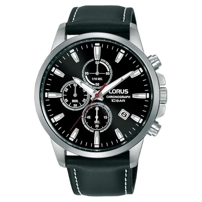 Lorus Men's Chronograph Watch with Black Leather Strap RM387HX9