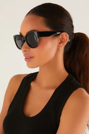 Lunch Date Sunglasses | Polished Black - Grey