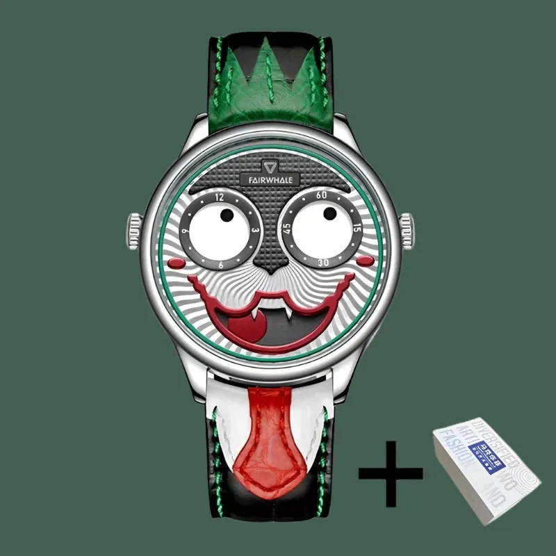 Mark Fairwhale Luxury Fashion Watch for Men - Swiss Movement, Leather Strap, Joker Replica Quartz Wristwatch, Ideal Gift Reloj Hombre