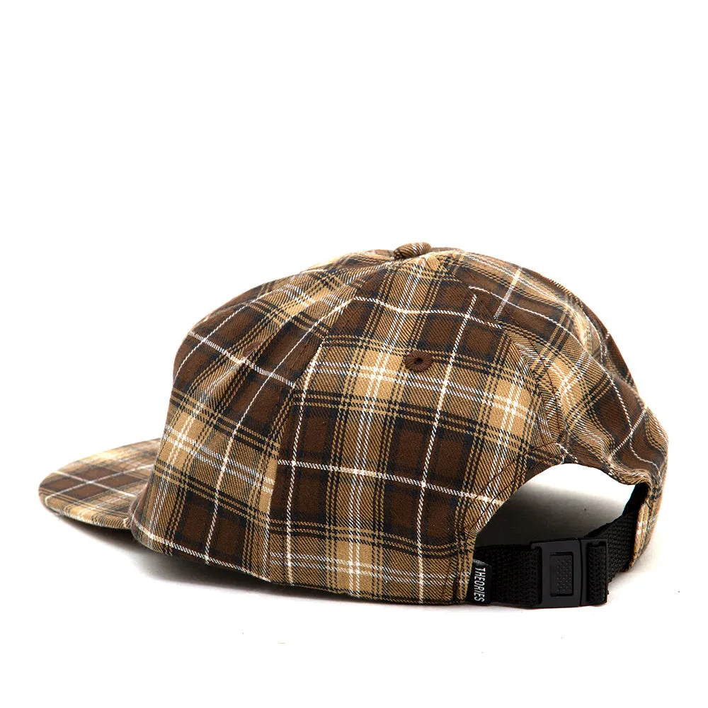 Mechanics 6 Panel Snapback Cap (Brown Plaid) (S )