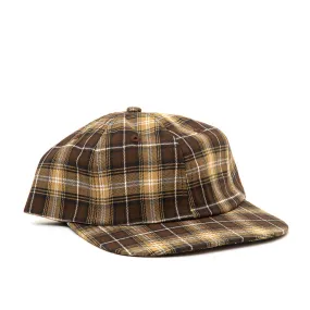 Mechanics 6 Panel Snapback Cap (Brown Plaid) (S )