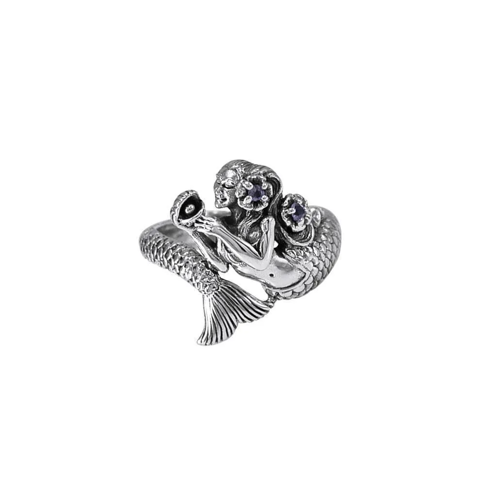Mermaid Wrap Around Sterling Silver Ring with Gemstone