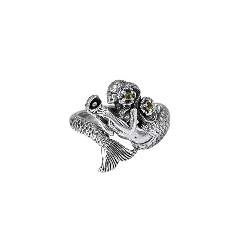 Mermaid Wrap Around Sterling Silver Ring with Gemstone