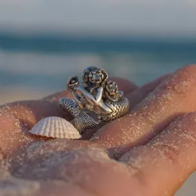 Mermaid Wrap Around Sterling Silver Ring with Gemstone